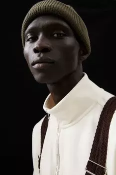 Вязаная шапка с узором в рубчик H&amp;M, хаки зеленый