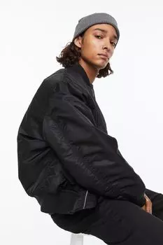 Вязаная шапка с узором в рубчик H&M, серый меланж