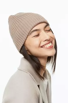 Вязаная шапка с узором в рубчик H&amp;M, светло-бежевый