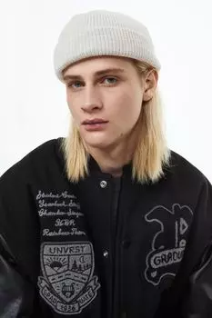 Вязаная шапка с узором в рубчик H&amp;M, светло-серый меланж