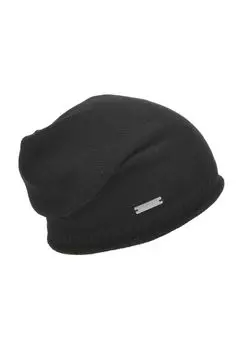 Вязаная шапка с закатанным краем женская SEEBERGER, черный