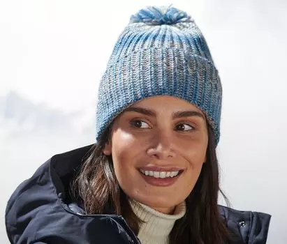 Вязаная шапка Tchibo, сине-бежевый