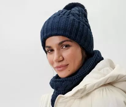 Вязаная шапка Tchibo, темно-синий