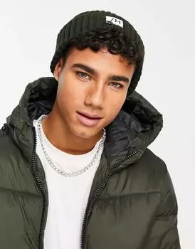 Вязаная шапка в рубчик цвета хаки Selected Homme