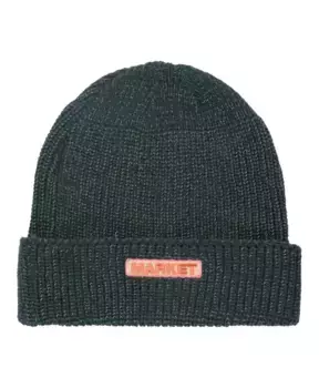 Вязаная шапка в рубчик с вышитым логотипом Market, зеленый