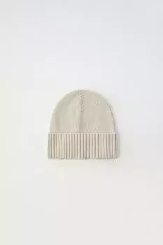 Вязаная шапка ZARA, экрю