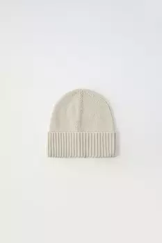 Вязаная шапка ZARA, экрю