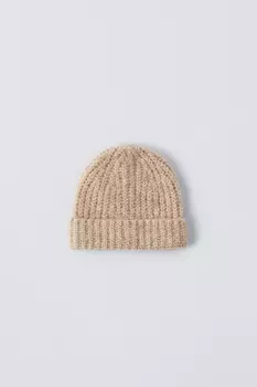 Вязаная шапка ZARA, экрю
