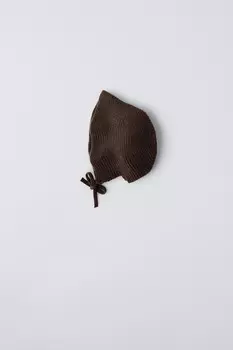 Вязаная шапка ZARA, цвет chocolate brown