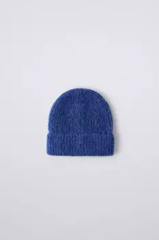 Вязаная шапка ZARA, цвет electric blue