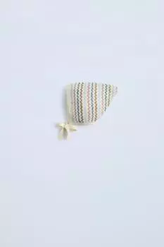 Вязаная шапочка в полоску ZARA, экрю