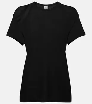 Вязаная шелковая футболка Toteme, черный