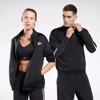 Вязаная спортивная куртка Reebok Identity Vector, цвет Night Black / White