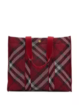 Вязаная сумка-тоут Burberry в клетку, красный