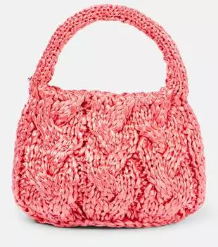 Вязаная сумка-тоут из рафии с кожаной отделкой JW Anderson, Bubblegum