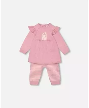 Вязаная туника с оборками и леггинсами для маленьких девочек Сиреневый - для младенцев Deux par Deux, фиолетовый