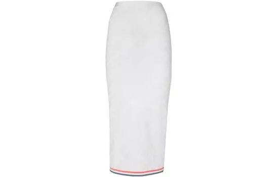 Вязаная юбка-карандаш с полосками FENDI, белый