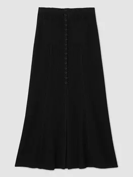Вязаная юбка макси SANDRO, черный