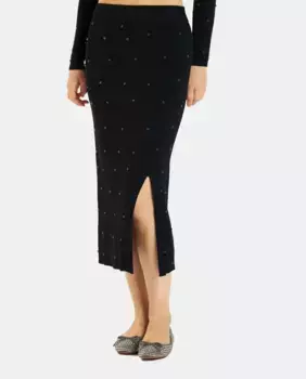 Вязаная юбка миди со стразами Alma en Pena, черный