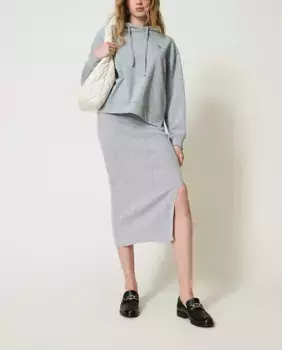 Вязаная юбка миди Twinset, серый
