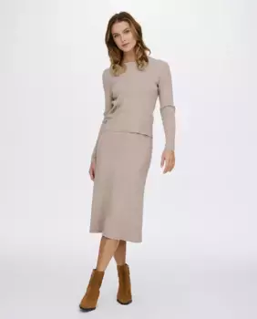 Вязаная юбка миди Vila, бежевый