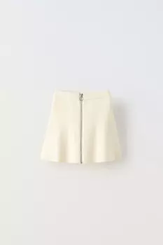 Вязаная юбка с молнией ZARA, экрю