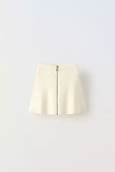 Вязаная юбка с молнией ZARA, экрю