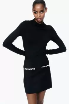 Вязаная юбка с украшениями H&M, черный