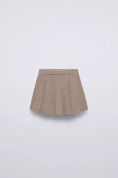 Вязаная юбка с воланами ZARA, коричневый/серо-коричневый