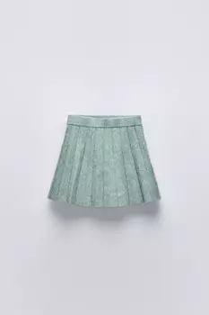 Вязаная юбка с воланами ZARA, зеленый/синий