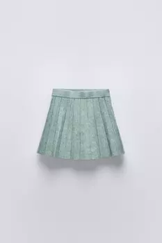 Вязаная юбка с воланами ZARA, зеленый/синий