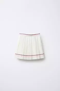 Вязаная юбка в клетку в складку ZARA, экрю