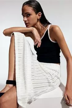 Вязаная юбка в виде лесенки H&M, белый