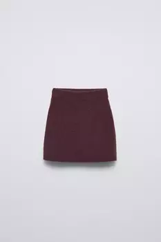 Вязаная юбка ZARA, бордовый
