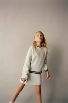 Вязаная юбка ZARA, светло-серый