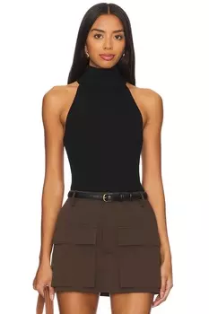 Вязаная водолазка с халтером Enza Costa, черный