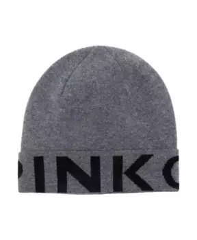 Вязаная жаккардовая шапка с логотипом Pinko, серый