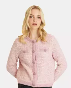 Вязаная женская куртка на пуговицах Alma en Pena, розовый