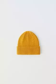 Вязанная шапка ZARA, горчица