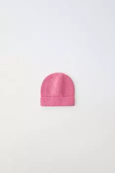 Вязанная шапка ZARA, светлая фуксия