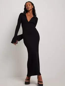 Вязанное платье NA-KD, черный