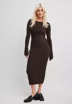 Вязанное платье NA-KD, коричневый