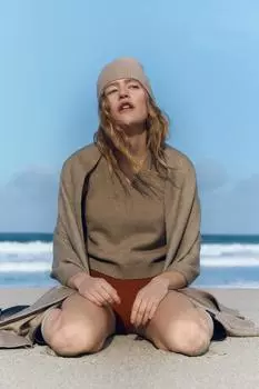 Вязанный шарф ZARA, коричневый
