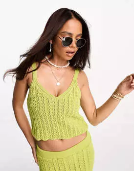 Вязанный укороченный топ Asos Design Co-ord, зеленый