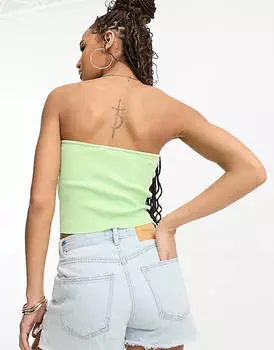 Вязаное бандо в рубчик Miss Selfridge цвета лайма