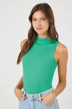 Вязаное боди в рубчик с воротником-стойкой Forever 21, зеленый