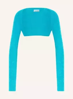 Вязаное болеро с альпакой Ganni, бирюзовый
