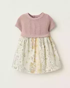 Вязаное/цветочное платье для девочки 100% хлопок Zippy, розовый