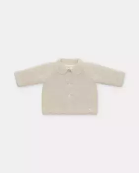 Вязаное детское пальто на короткой меховой подкладке песочного цвета Martn Aranda, светло-коричневый