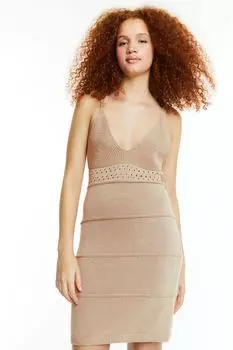 Вязаное хлопковое платье H&amp;M, бежевый